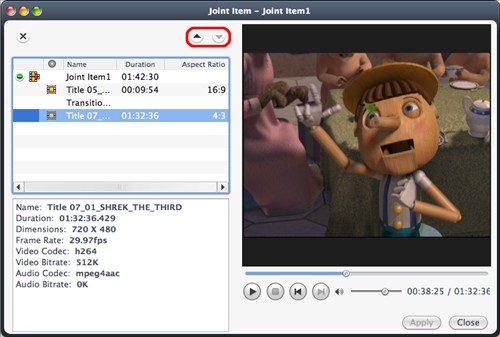 Edit Merged Video Item
