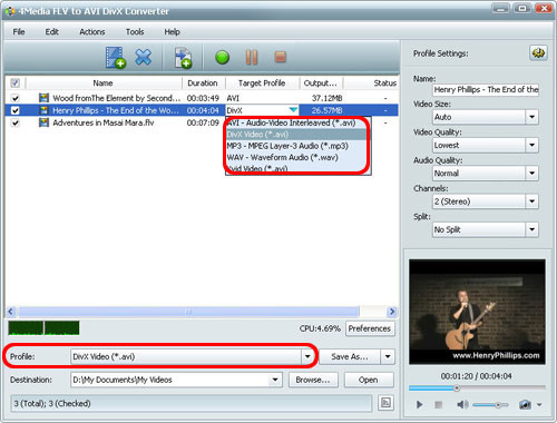 How to convert FLV to DivX