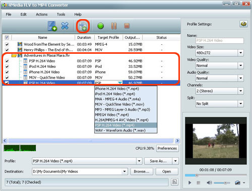 Convert FLV files to MP4