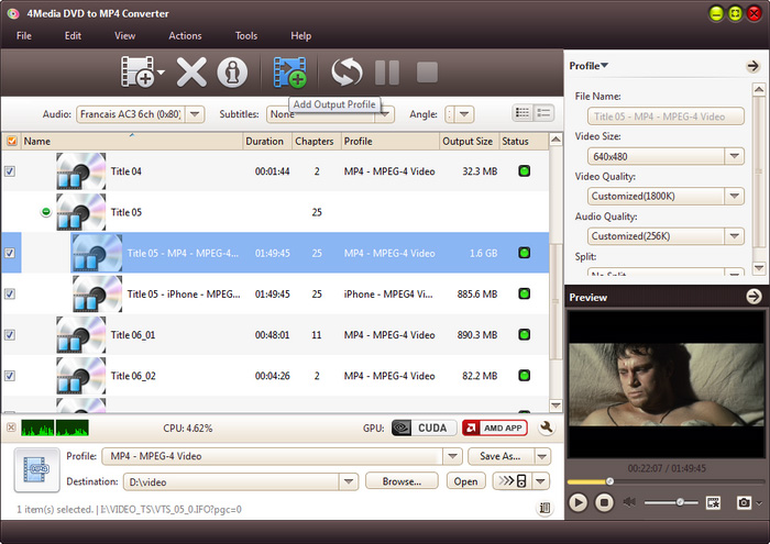 4Media DVD to MP4 Converter - convert DVD to MP4 video