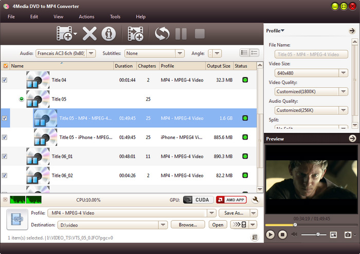 4Media DVD to MP4 Converter - convert DVD to MP4 video