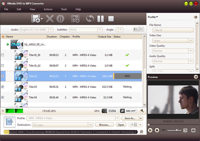 4Media DVD to MP4 Converter - convert DVD to MP4 video