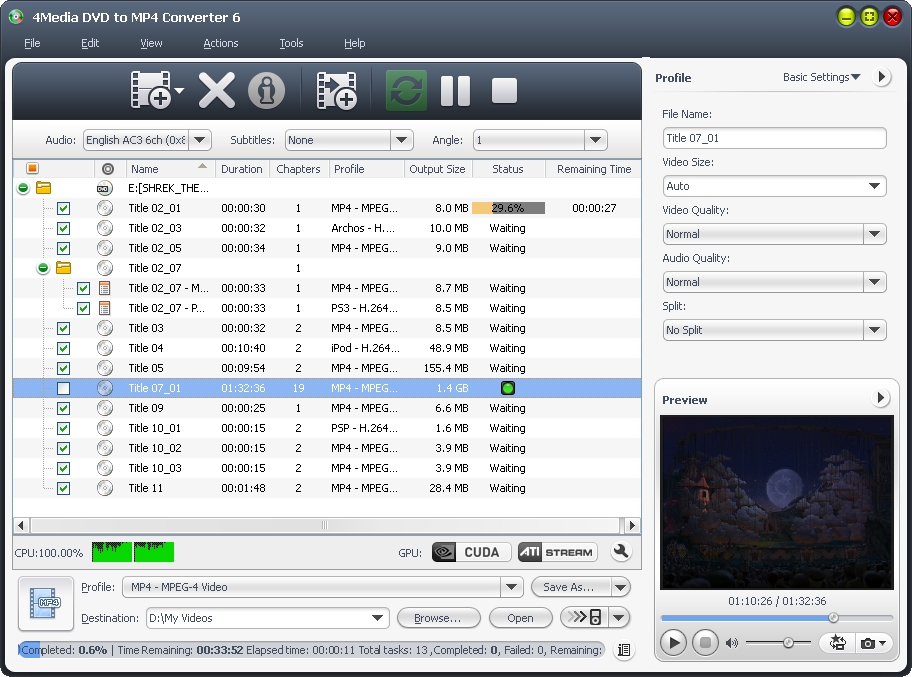 4Media DVD to MP4 Converter - convert DVD to MP4 video