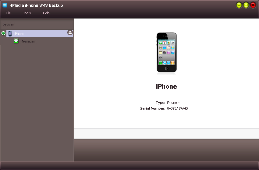 4Media iPhone SMS Backup Screenshot