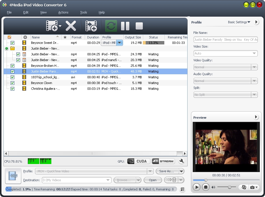 4Media iPod Video Converter - convert video to iPod, convert audio to iPod