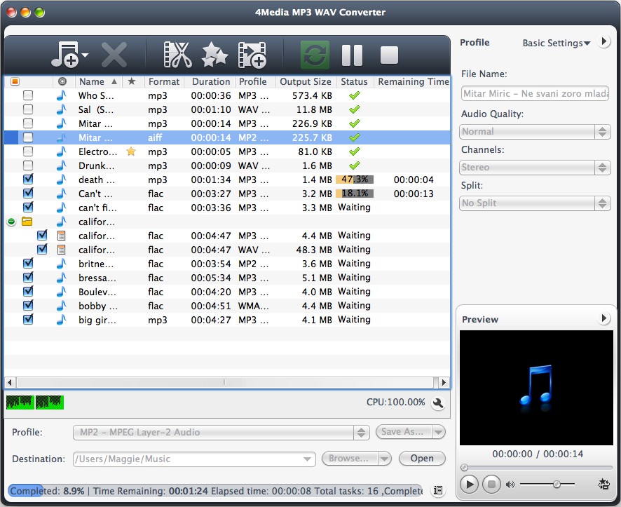 4Media MP3 WAV Converter for Mac Screenshot