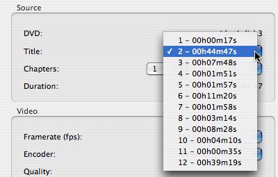 [Handbrake title selection menu]